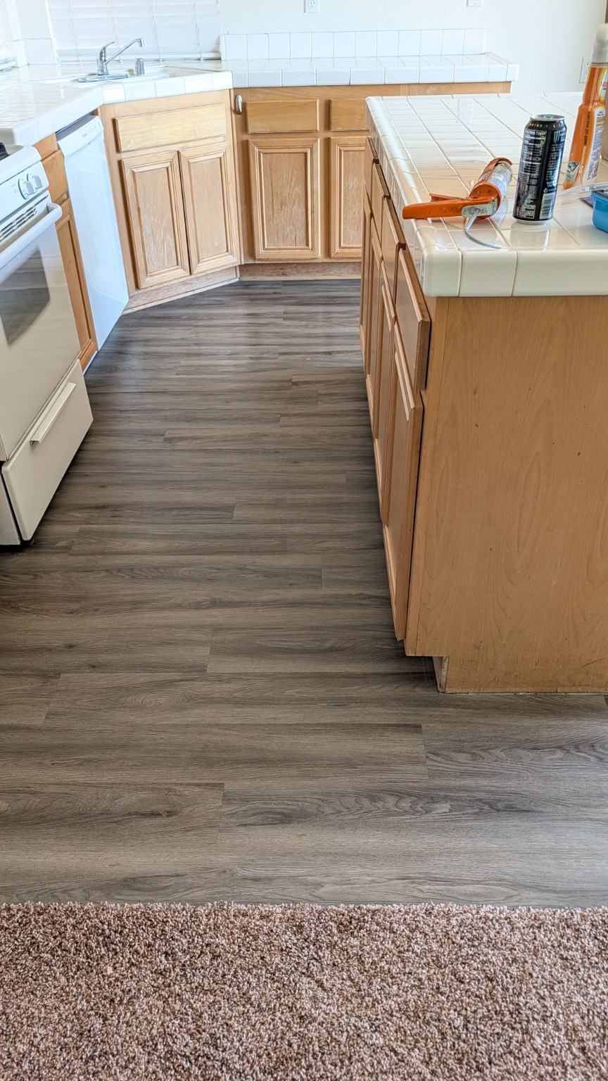 Wood-look flooring in kitchen