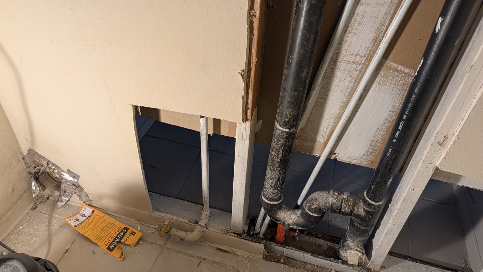Open wall plumbing repair