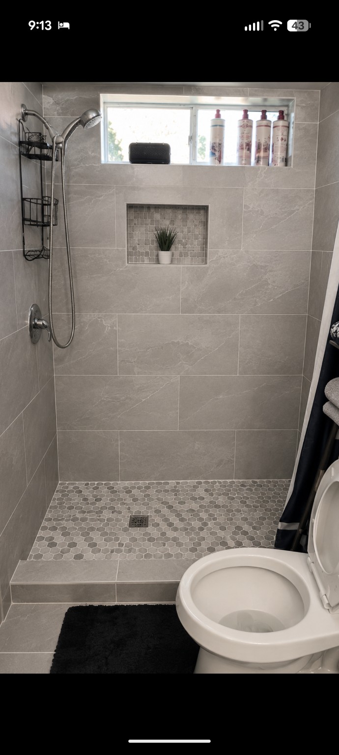 Finished tiled shower
