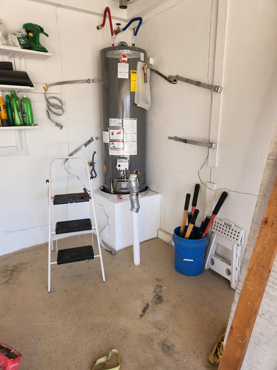 Garage water heater installation