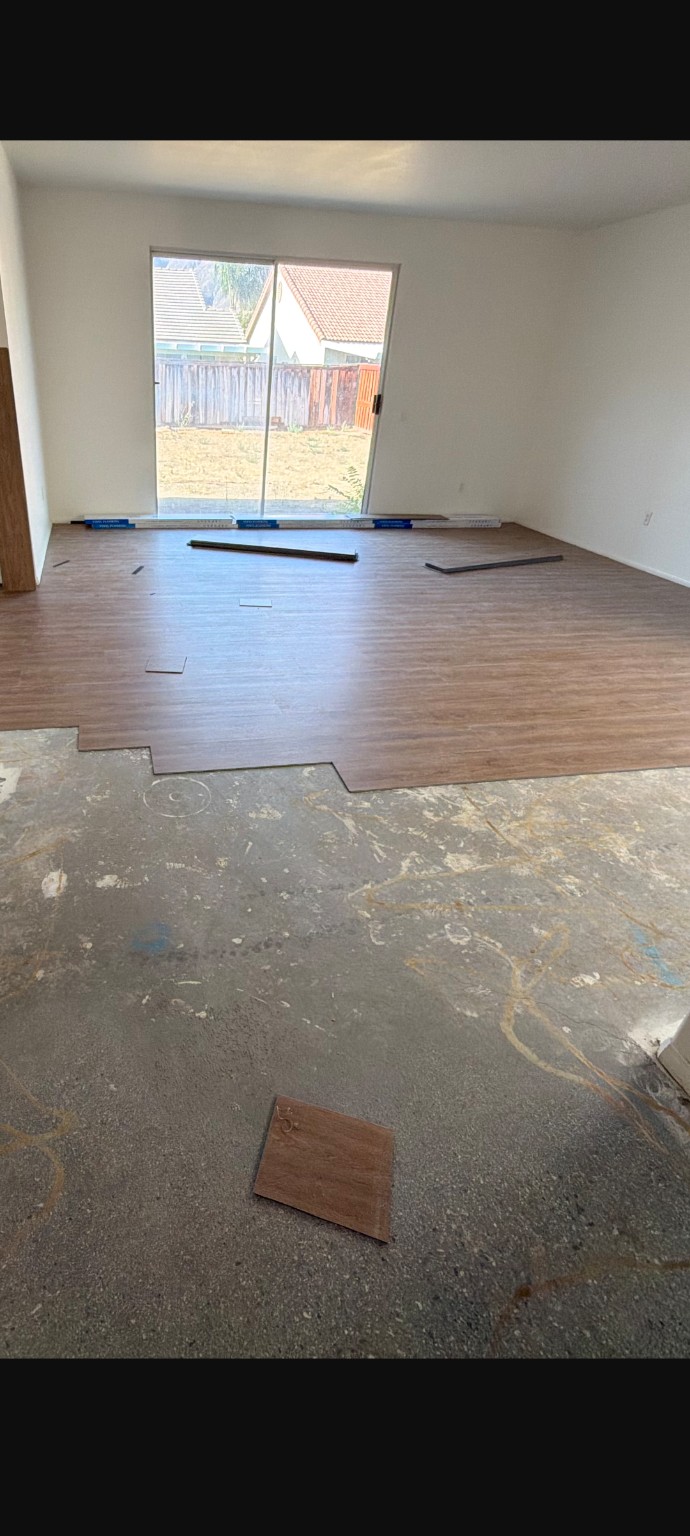 Flooring installation in progress