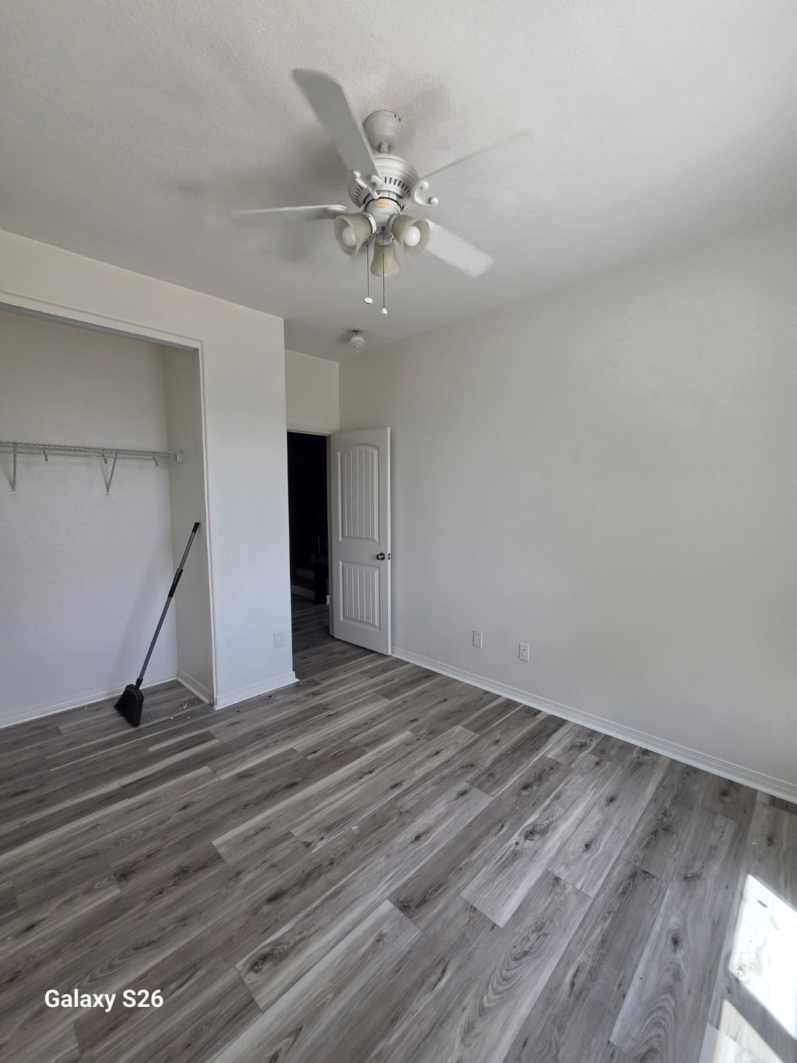 Finished LVP flooring in bedroom