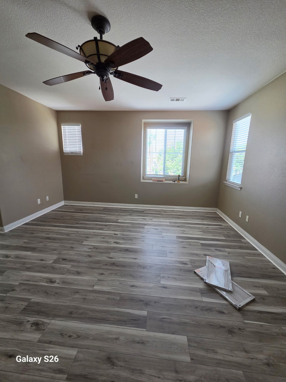 Finished flooring in bedroom