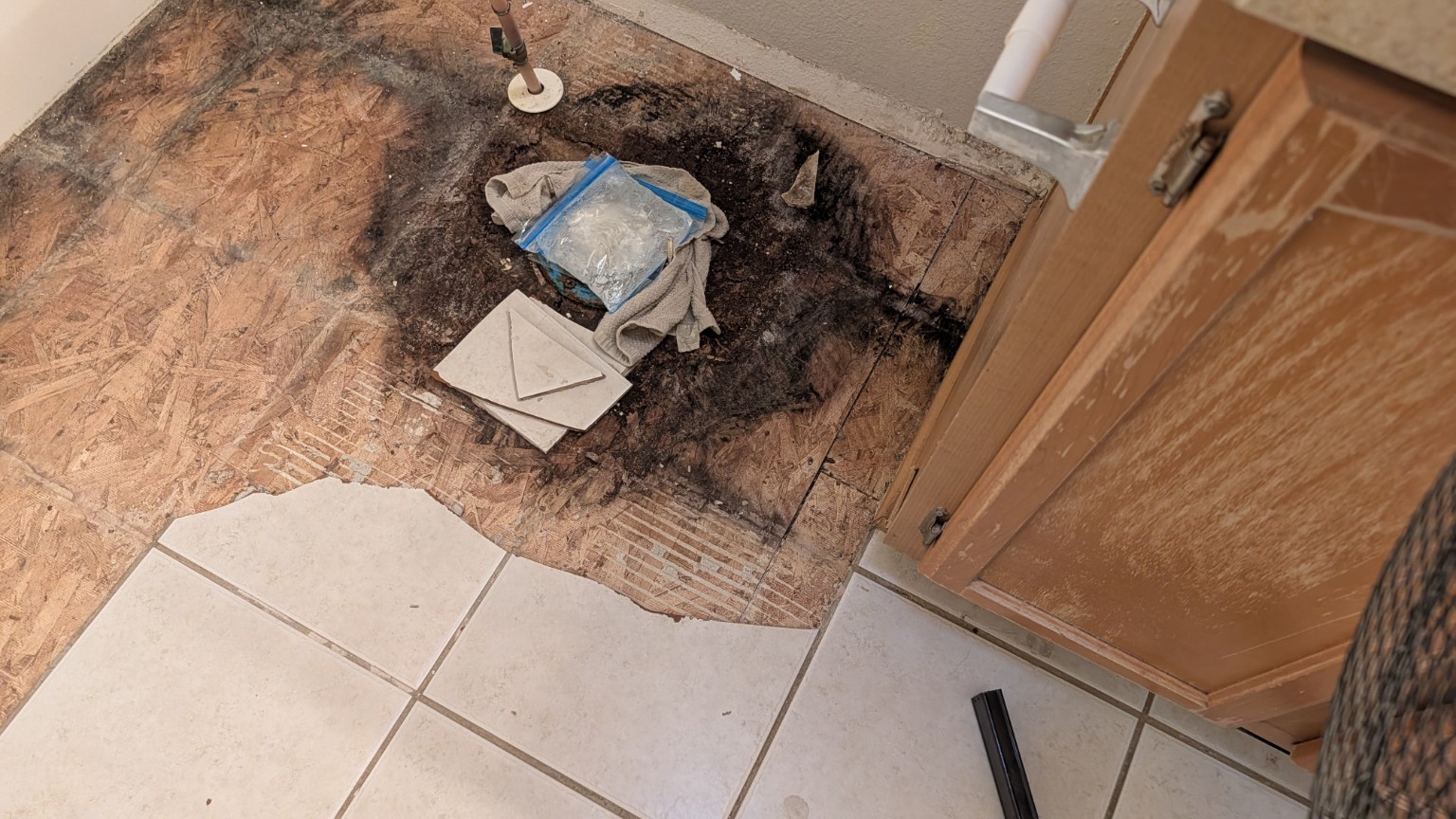 Damaged subfloor area
